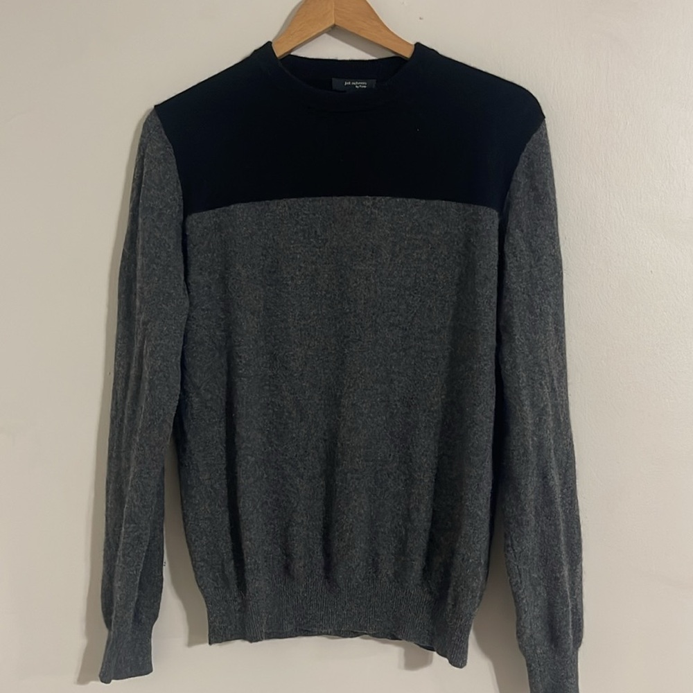 Just cashmere by Forte black gray cashmere crewneck sweater large